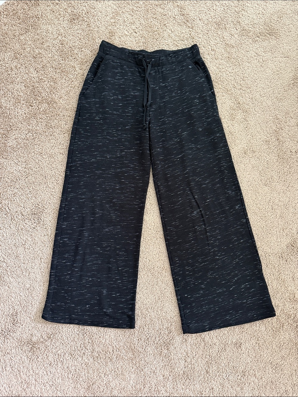 Fifteen Twenty Black Marled Wide-Leg Cropped Pants